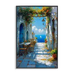 Stupell Industries Quaint Alley by Sea Framed Giclee Wall Art Design by RB
