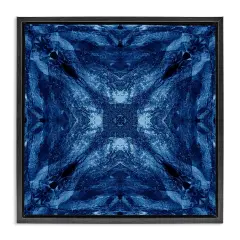 Stupell Industries Mirrored Blue Pattern Framed Floater Canvas Wall Art Design by El Perkin