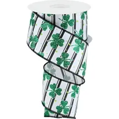 2.5" Glitter Shamrock Ribbon: Dots/Stripes (10 Yards)