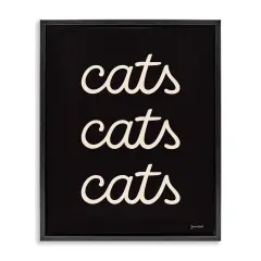 Stupell Industries Cats Repeating Typography Framed Floater Canvas Wall Art Design by Jessica Beck