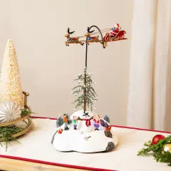 Northlight LED Lighted and Musical Flying Santa Animated Christmas Village Display - 13.5" Multi