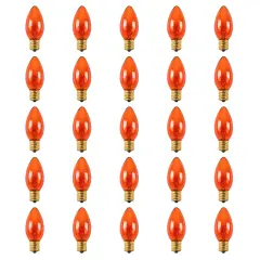 Northlight C9 Transparent Incandescent Christmas Replacement Bulbs - Orange - Pack of 25