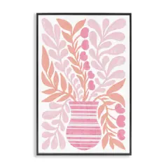 Stupell Industries Pink Fronds Vase Framed Giclee Wall Art Design by Martina Pavlova