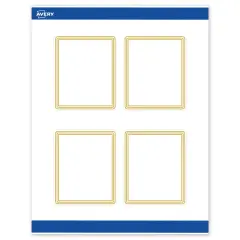 Avery Printable Rectangle Labels, Gold Multi-Lined Border, 4" x 3-1/3", Matte White Rectangle Labels, Permanent, Laser/Inkjet, 40ct, Great for Product Labels