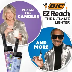 BIC EZ Reach Candle Lighter, The Ultimate Lighter with Extended Wand for Grills and Firepits (1.45-inch), Celebrations Series, 6 Count Pack (Assortment of Colors May Vary)