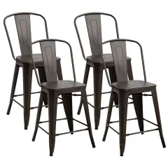 Costway Set of 4 Modern Metal Dining Chairs w/ Wood Seat Kitchen