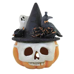 Bethany Lowe 14.5 Inch Spooktacular Gathering. Halloween Figurine , Portable Halloween Decor Ghost Crow Pumpkin Multicolored