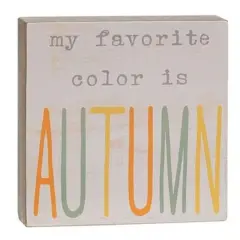 5 Inch Fall Wooden Block Decoration with Autumn Multi-Color Lettering for Seasonal Decor
