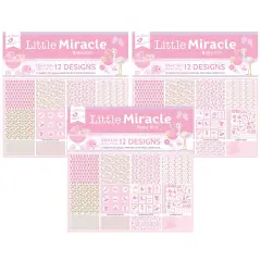 Pack of 3 - Little Birdie Little Miracle Cardstock Pack 12"X12" 12/Pkg-Baby Girl