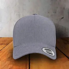 1 Count Scenic Trucker Cap Five Panel Low Profile with Recycled Pre Curved Bill Heather Grey