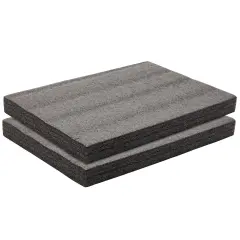 2-Pack Packing Foam Sheets - 16x12x1.5 Customizable Polyethylene Insert Pads for Tool Case Cushioning, Crafts Black