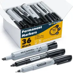 Permanent Markers 36 Variety Pack Bulk,Featuring Ultra-Fine,Chisel Tip,And Fine Tip Marker Set,Writing And Poster Black Markers,Works on Plastic,Wood,Stone,Metal and Glass for Doodling, Marking