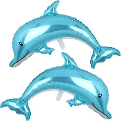 2 Pcs Dolphin Shape Splash Giant Foil Mylar Balloons