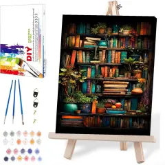Paint by Numbers for Adults with Framed Canvas-with Wooden Easel,Paint by Numbers Kits Framed Canvas,DIY Acrylic Oil Painting Kits with Brushes Nice Gift Box for Home Wall Decor(12x16 Inch)