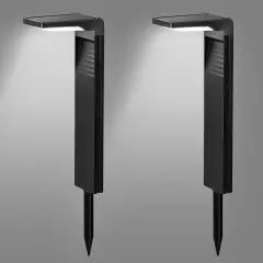2 Pack Solar Pathway Lights Outdoor Waterproof - 100 Lumens LED Garden Lights, IP65 Rated, All-Night Illumination, Auto On/Off (Black)