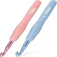 2Pack Size 7.0mm, L / 8.0mm Crochet Hooks, Super Smooth & Ergonomic for Beginner and Advanced