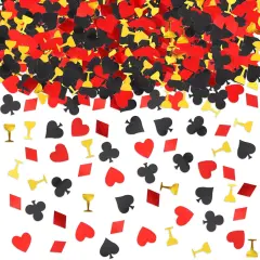 932pcs Casino Party Confetti Poker Las Vegas Party Scatter Confetti Sequins Sprinkle Confetti for Las Vegas Party Game Night Carnival Party Themed Party Supplies (red 2)