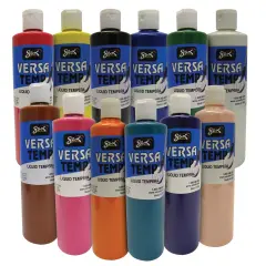 Sax Versatemp Liquid Tempera Paint, 1 Pint Bottles, Assorted Colors, Set of 12