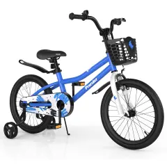 Prorider 18'' Kid's Bike with Removable Training Wheels & Basket for 4-8 Years OldWhite/Blue/Red/Skyblue