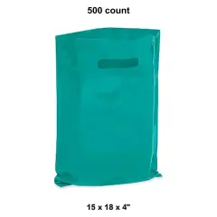 Sleek Die Cut Handle Bags for 15 x 18 x 4" Teal