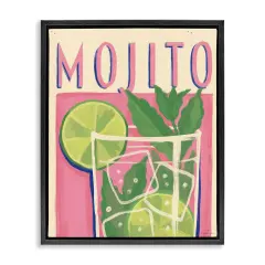 Stupell Industries Retro Mojito Cocktail Floater Framed Canvas Wall Art Design by Janelle Penner