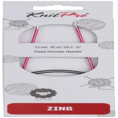 KnitPro-Zing Fixed Circular Needles 32"-Size 0/2mm