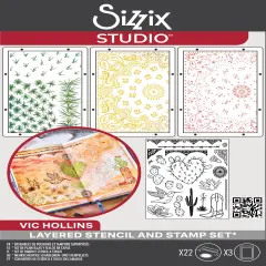 Sizzix Studio Stamp 22/Pkg and Stencils 3/Pkg by Vic Hollins-Western