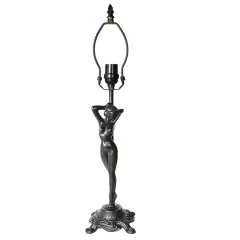 Aphrodite Metal Lamp Base, Antique Bronze Finish with Gold Highlights, Nicely Weighted, 20.5" Tall