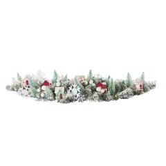Christmas Snowy Cottage 60in Mantel Swag Pre-Lit with 70 LED Fairy Lights B/O