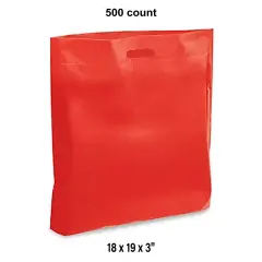 Durable 18 x 19 x 3" Reusable Die Cut Bags Red