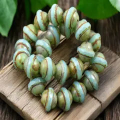 Aqua Opal Picasso Saturn Beads -- Choose Your Size