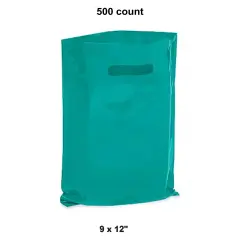 9 x 12" Die Cut Handle Bags Teal