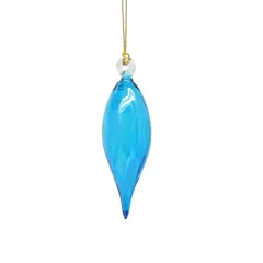 Blown Glass Teardrop Ornament - Turquoise - High Bulge