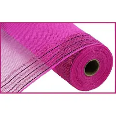 10" Border Stripe Tinsel Metallic Mesh Ribbon: Hot Pink (10 Yards)