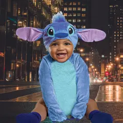 Baby Stitch Costume Soft Blue Jumpsuit with Headpiece Perfect for Halloween and Community Events