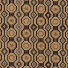 Denim - Blue,brown AbstractGeometric Upholstery Fabric 54 Inches"