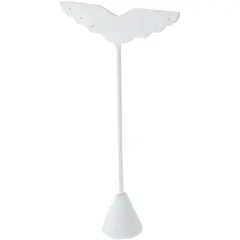 Plymor White Faux Leather Wing Shaped, Three Pair Earring Display Stand, 3" W x 1.25" D x 6.75" H
