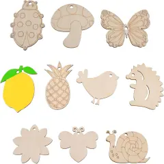 70PCS Pastoral Unfinished Blank Wooden Cutouts Craft for Kids,Suit for Children's Painting DIY Room Decoration Gift Giving Surprise (70 Pastoral)