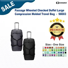 OGIO&reg; Passage Wheeled Checked Duffel Large Compression Molded Travel Bag Blacktop