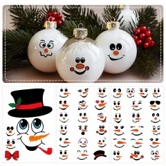 Wrapables Snowman Face Stickers for Crafts, Christmas Decoration for Windows, Refrigerators, Water Bottles, Cups (Set of 41), Frosty