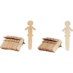 100-Pack Wooden People Shaped Craft Sticks, 5.8 x 2 x 0.1 Inch for DIY Arts and Crafts Projects, Crafting Supplies Brown