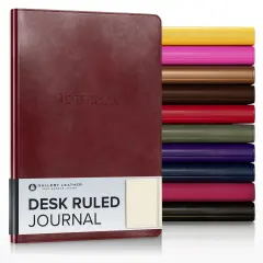 Gallery Leather Journal - Crafted in Maine, USA - Elegant Leather Writing Notebook with 192 Lined Pages - A Timeless Space for Your Thoughts - 8x5.5, Desk Lined Acadia Deep Red