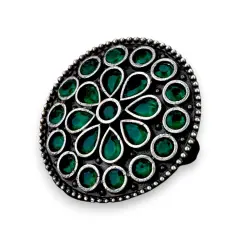 Classic Zodiac Ring Oxidised Plating Women Rings Open Wrap Finger Rings Adjustable Indian Bollywood Jewelry Antique Vintage Knuckle Boho Jewelry for Women - Gift for Her Green