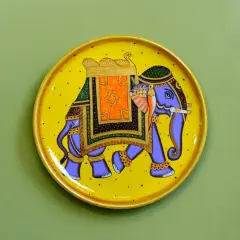 Decorative Plates Traditional Indian Wall Hanging Ornament Hand Painted Boho Round Display Wooden Plate for Home Office Kitchen Wall D&eacute;cor - Diwali Housewarming Gift