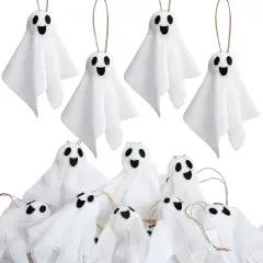 16 Pcs Halloween Hanging Ghosts Decoration, 3.5" x 3" Outdoor Small Ghosts Tree Ornaments