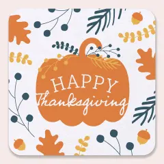 Big Dot of Happiness 25 Ct Happy Thanksgiving Drink Coasters, 4-Inch Disposable Square Paper Coasters for Fall Harvest Party Decoration