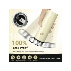 22 Oz Double-walled Insulated Stainless Steel Water Bottle with 2 Lids and Straw Beige