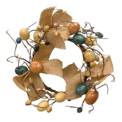 Spring Eggs and Pips Candle Ring Burlap Accent 3.5&rdquo; Inner Diameter