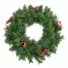 Perfect Holiday 24 inch Wreath w/ Berries & Pine Cones