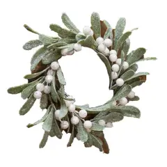 Glittered Mistletoe Candle Ring 10"